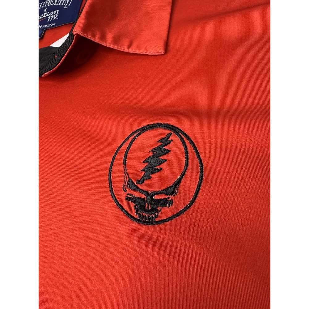 Mens Grateful Dead X Section 119 Red Polo Shirt Size Large Stretch Logo - Picture 2 of 7